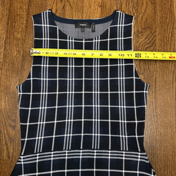 Theory Kalora Knit Sleeveless Peplum Top In Blue White - Size S - Picture 7 of 12